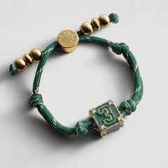 Block Party Varsity Number Custom Bracelet - Dark Green Single Digit