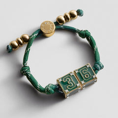 Block Party Varsity Number Custom Bracelet - Dark Green Double Digit
