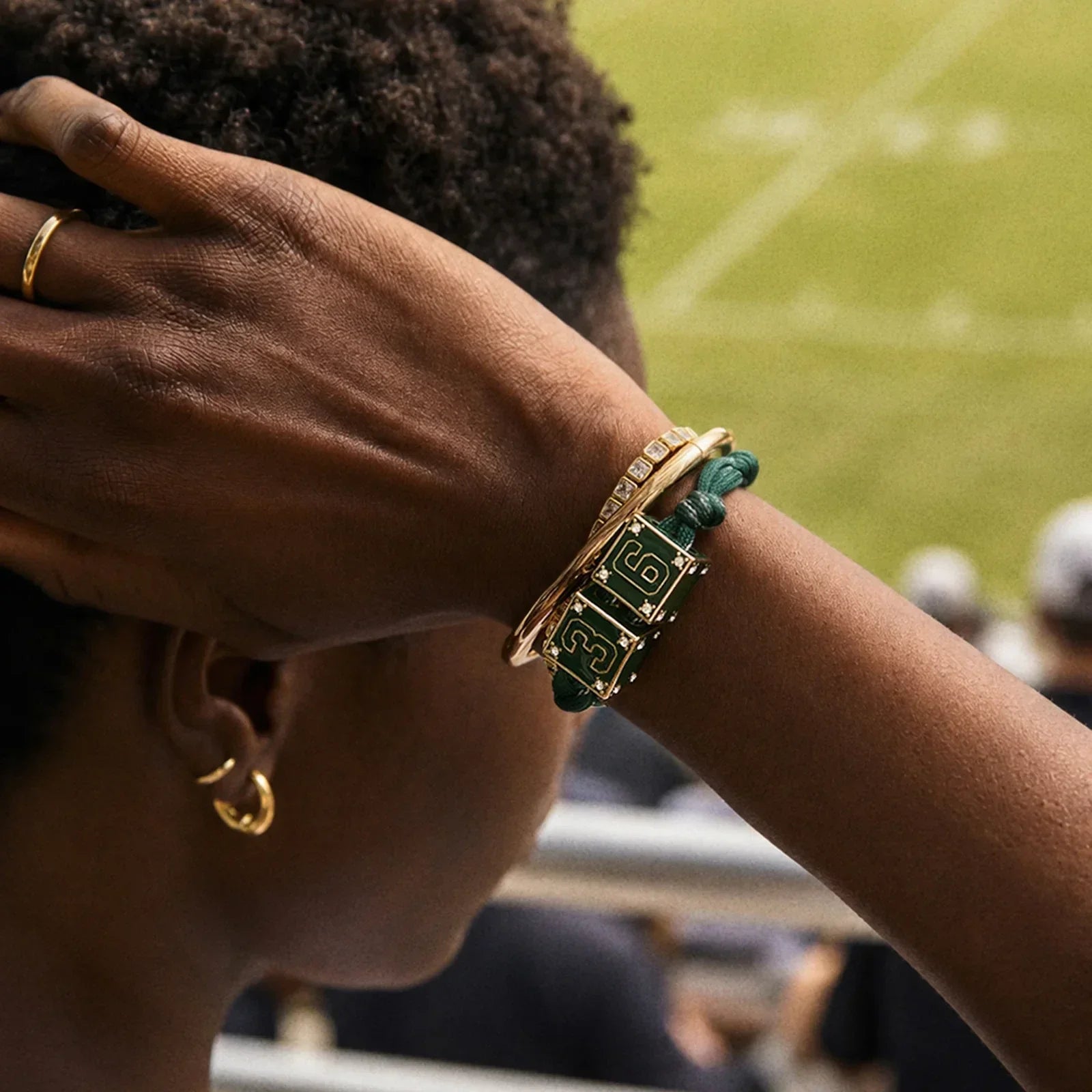 Block Party Varsity Number Custom Bracelet - Dark Green Single Digit