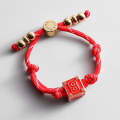 Block Party Varsity Number Custom Bracelet - Cherry Red Single Digit