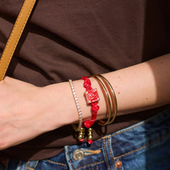 Block Party Varsity Number Custom Bracelet - Cherry Red Single Digit