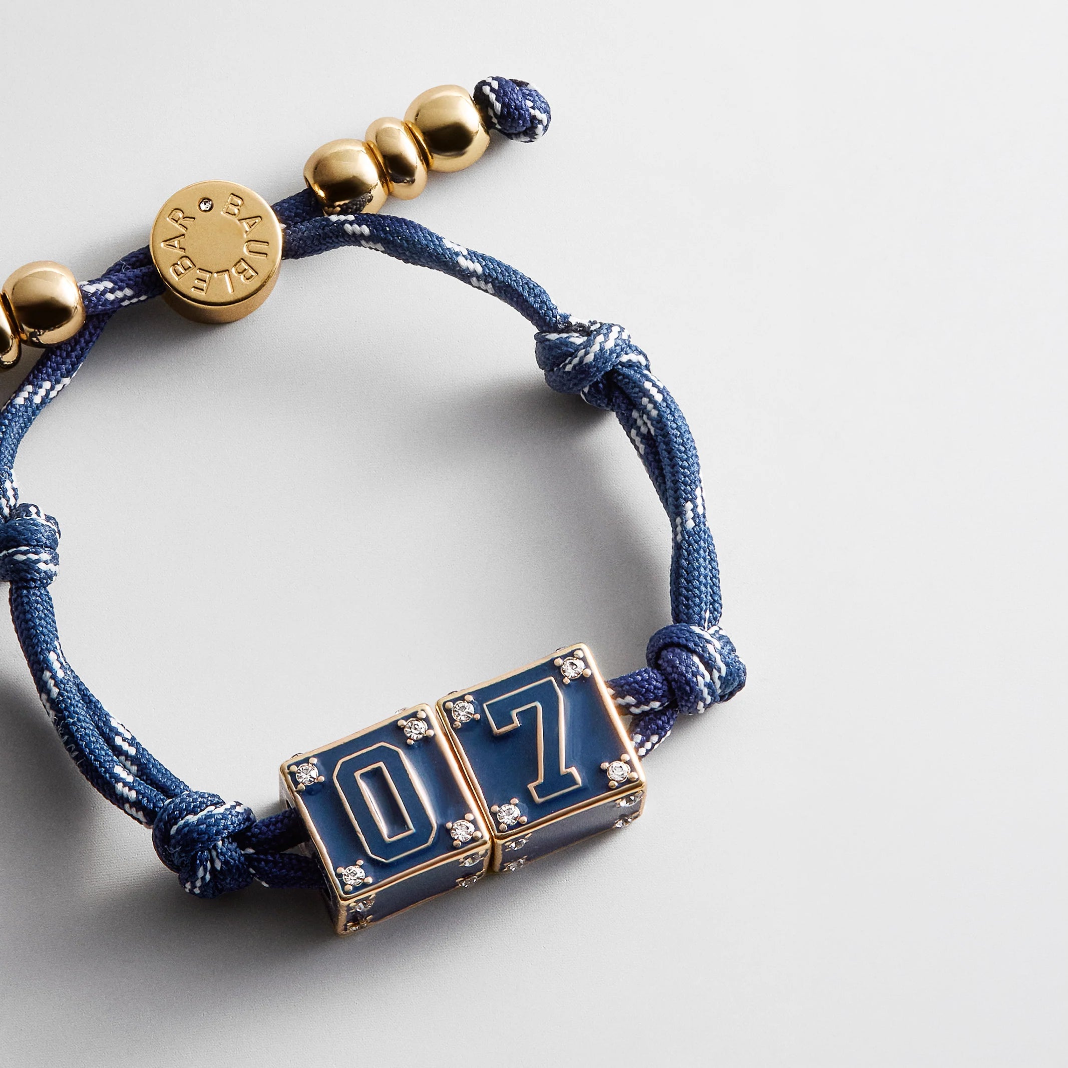 Block Party Varsity Number Custom Bracelet - Navy Double Digit