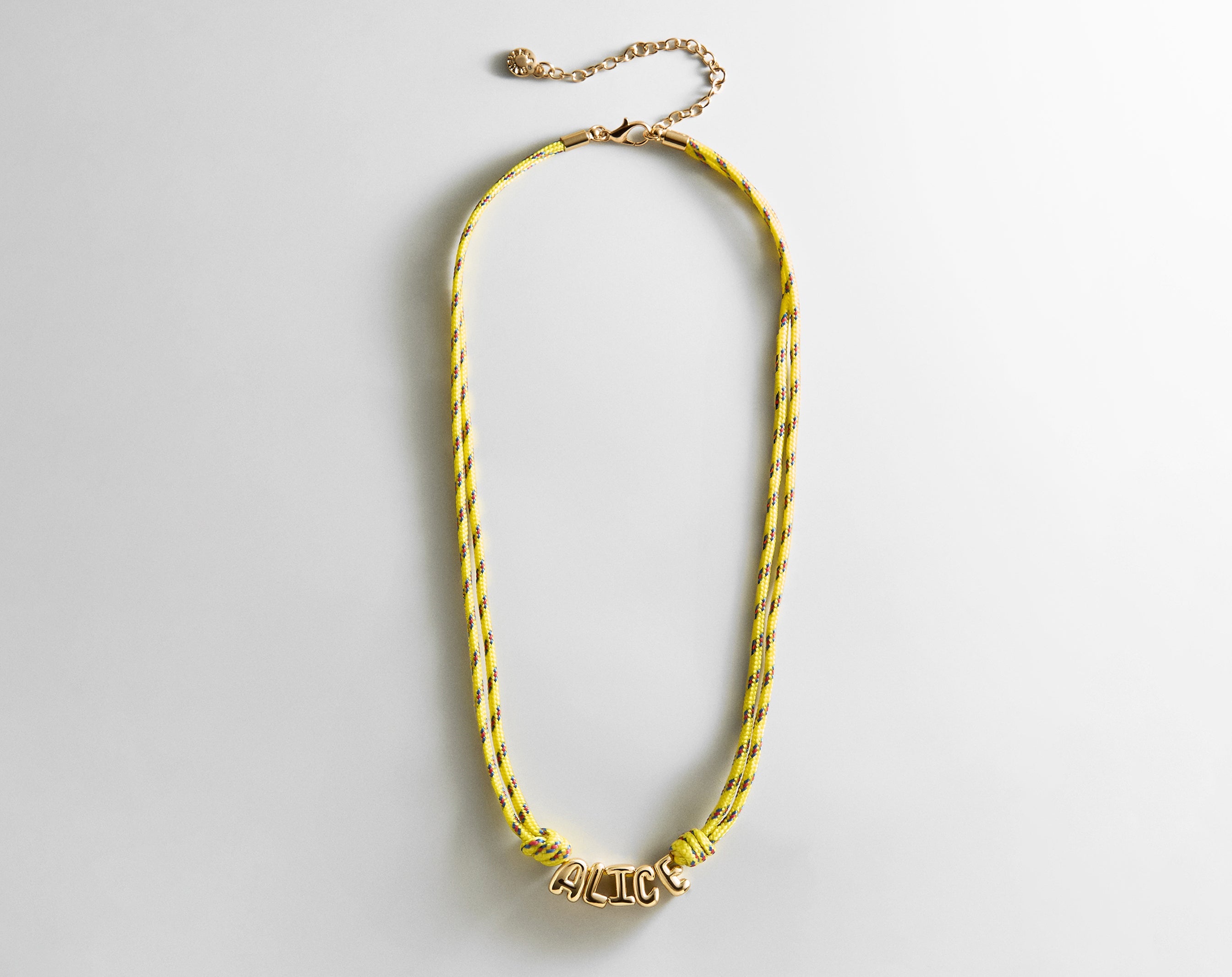 Bubble Letter Custom Paracord Necklace - Bright Yellow