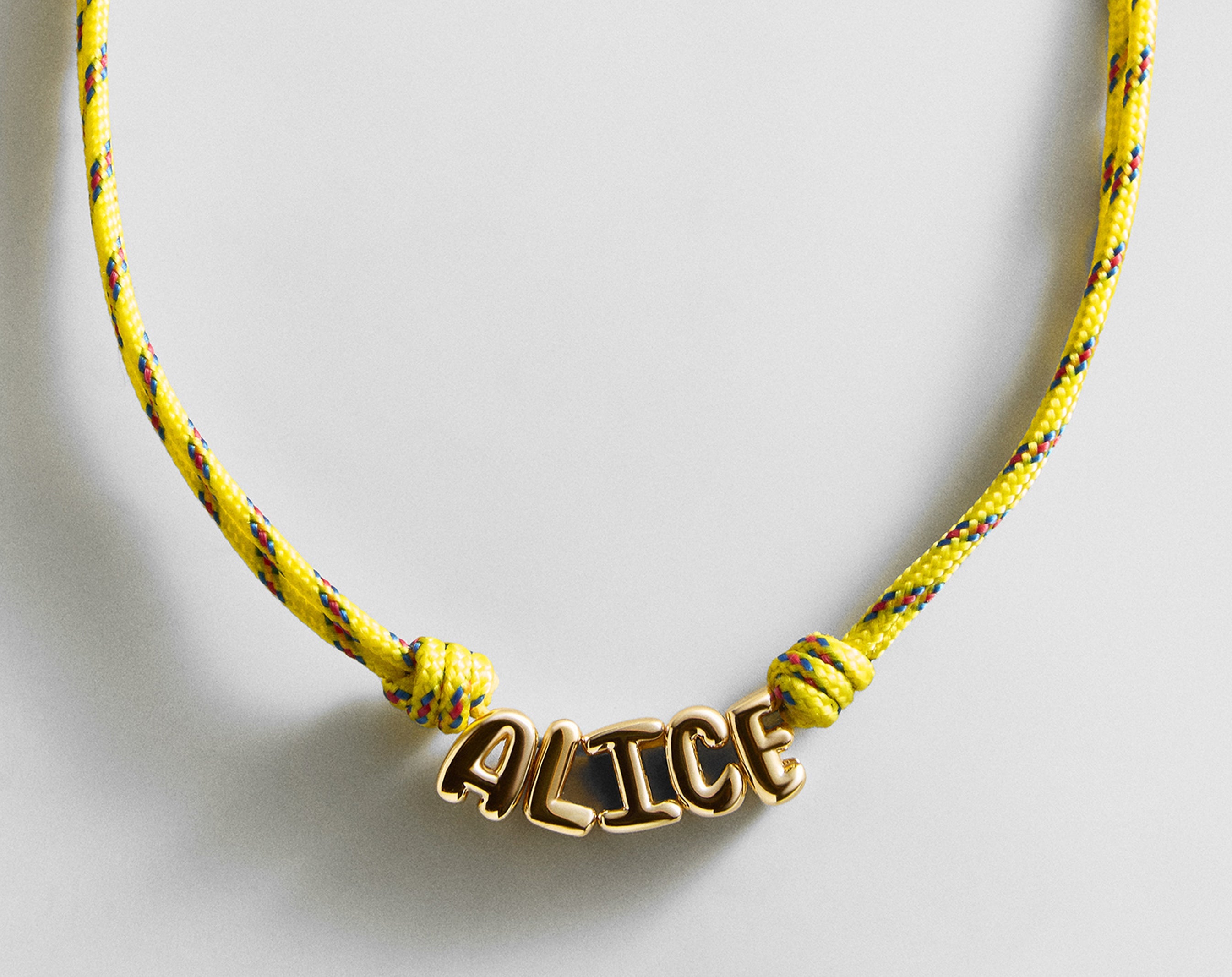 Bubble Letter Custom Paracord Necklace - Bright Yellow