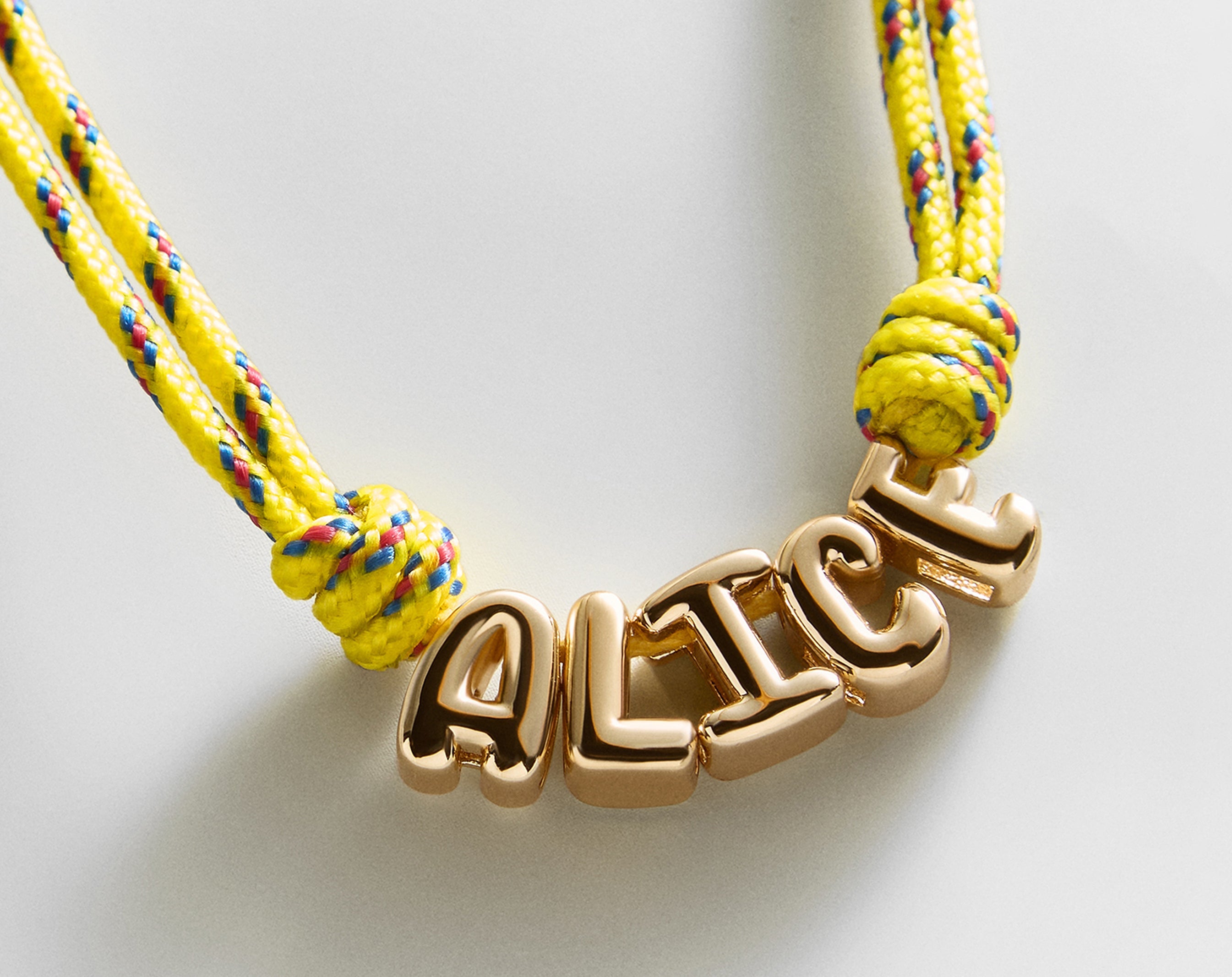 Bubble Letter Custom Paracord Necklace - Bright Yellow