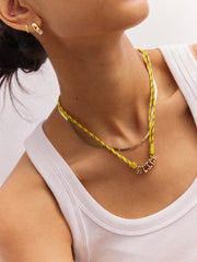 Bubble Letter Custom Paracord Necklace - Bright Yellow