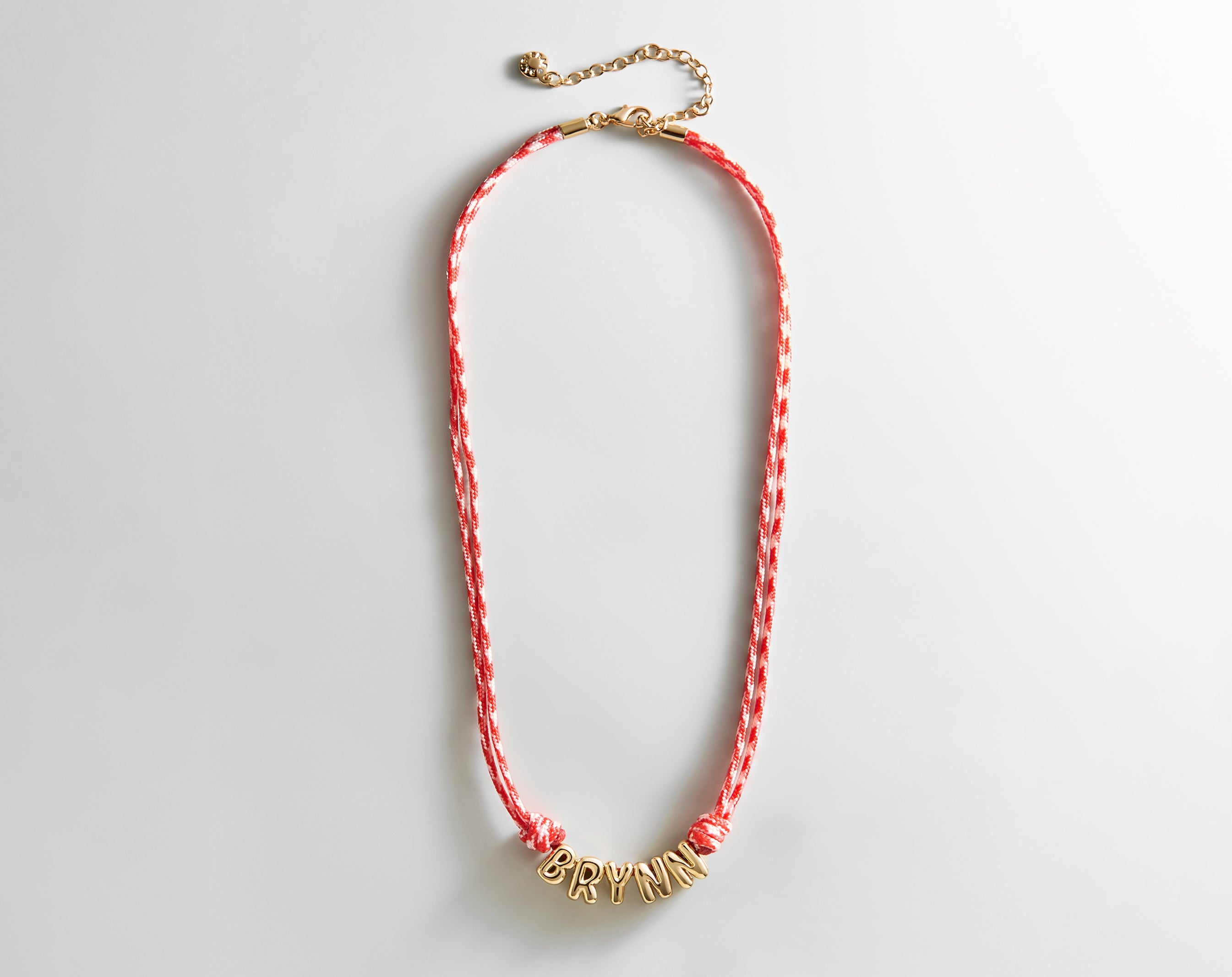 Bubble Letter Custom Paracord Necklace - Red/White