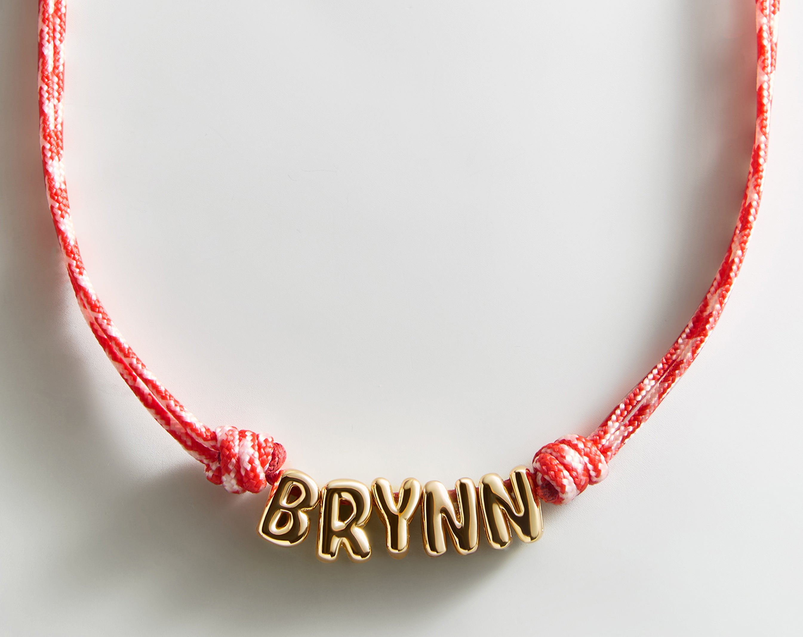 Bubble Letter Custom Paracord Necklace - Red/White