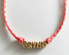 Bubble Letter Custom Paracord Necklace - Red/White