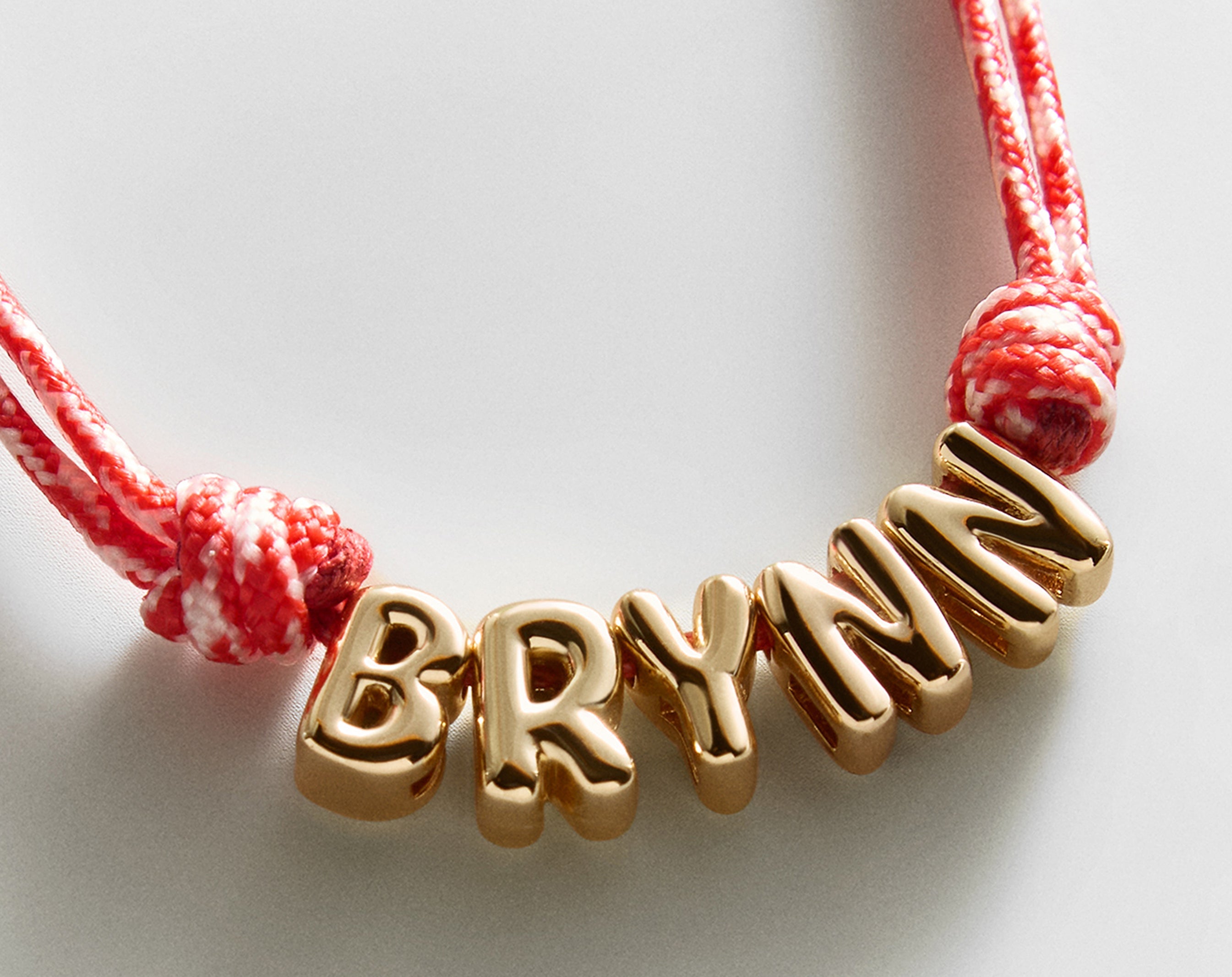 Bubble Letter Custom Paracord Necklace - Red/White