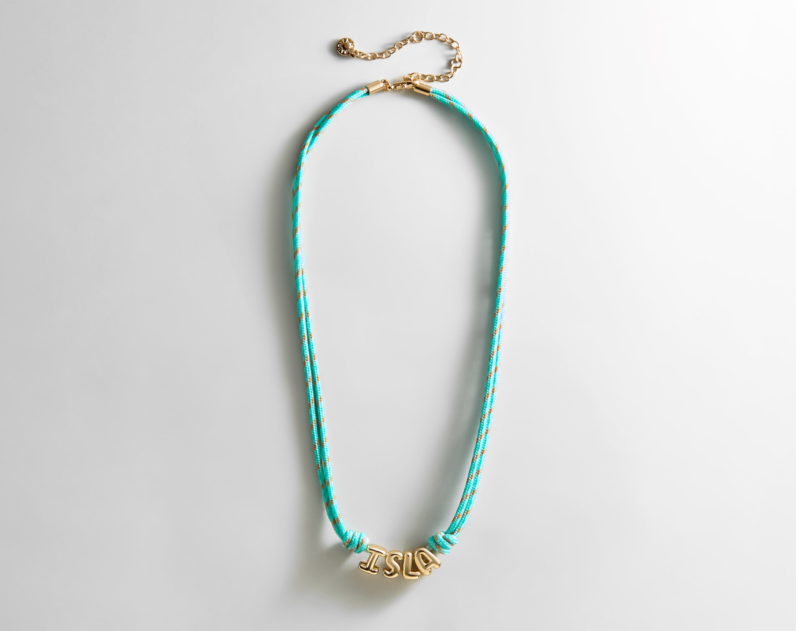 Bubble Letter Custom Paracord Necklace - Turquoise