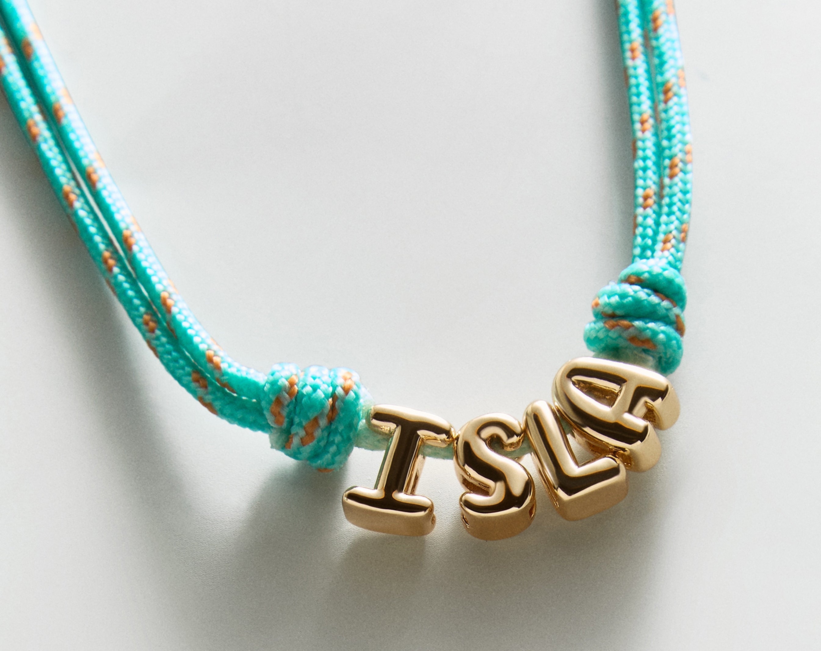 Bubble Letter Custom Paracord Necklace - Turquoise