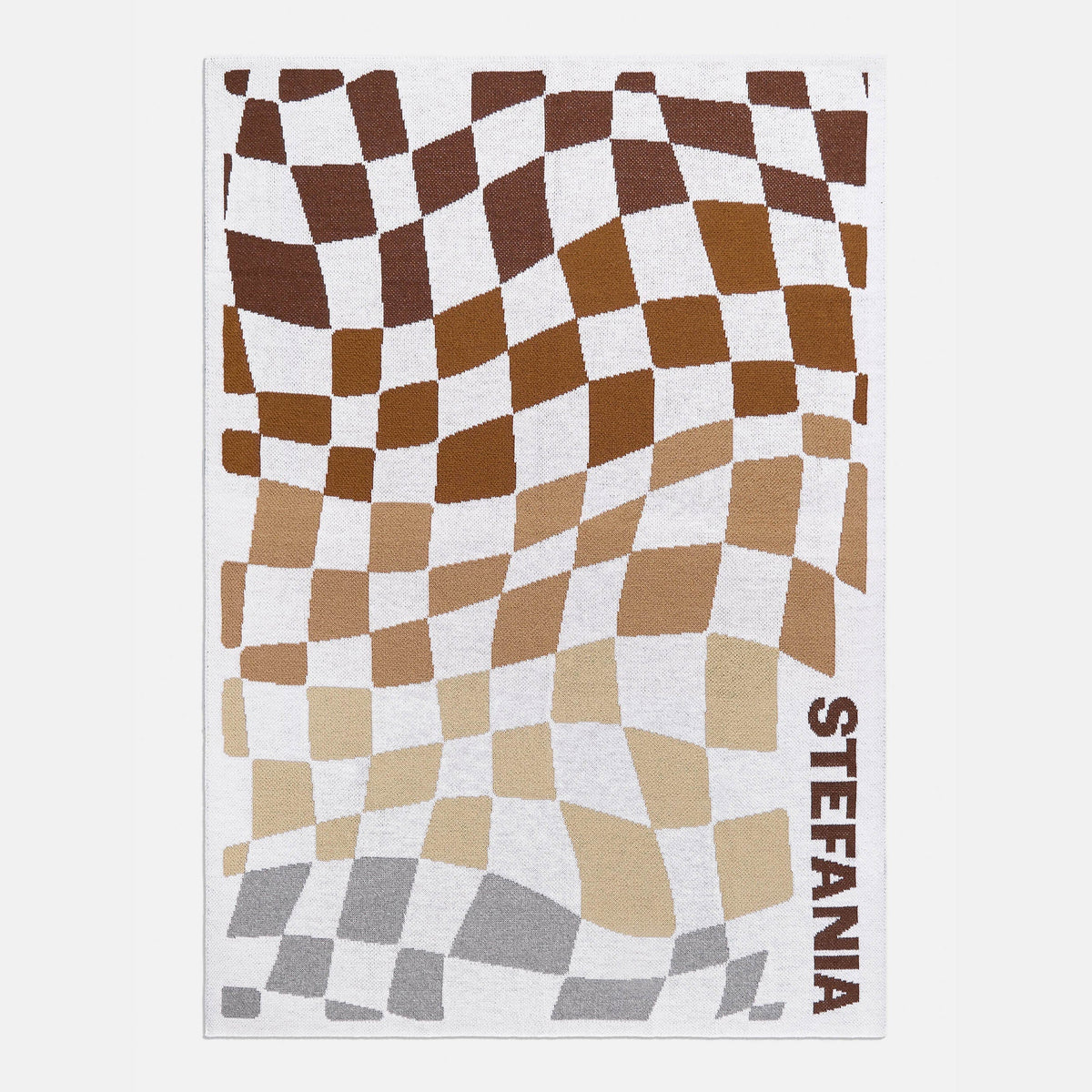 3D Check Custom Blanket - White/Brown
