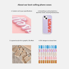 Block Font Custom iPhone Case - Green/Light Pink