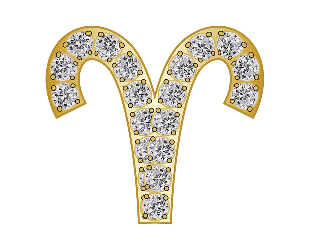Aries Mini Zodiac Icon - Pavé/Gold