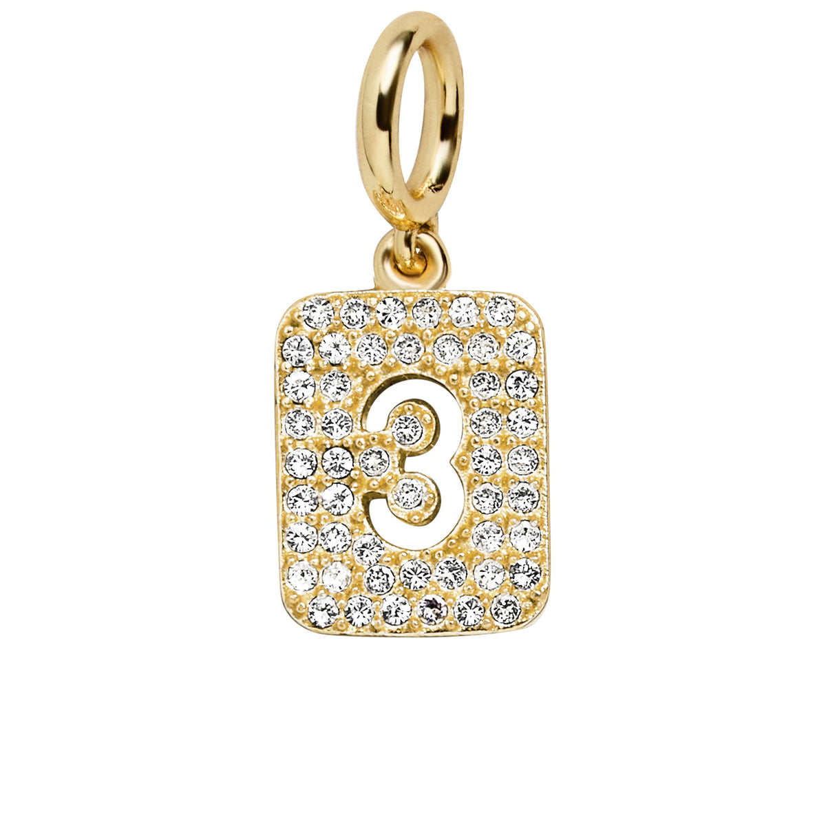 Block Pavé Number Cluster Charm - 3