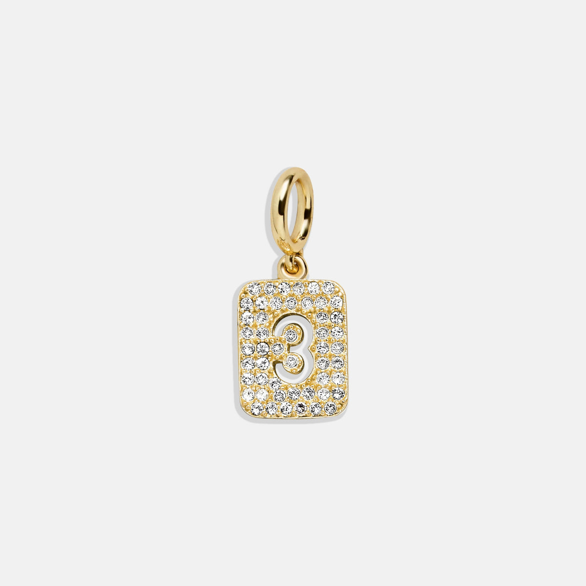 Block Pavé Number Cluster Charm - 3