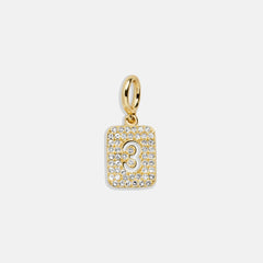 Block Pavé Number Cluster Charm - 3