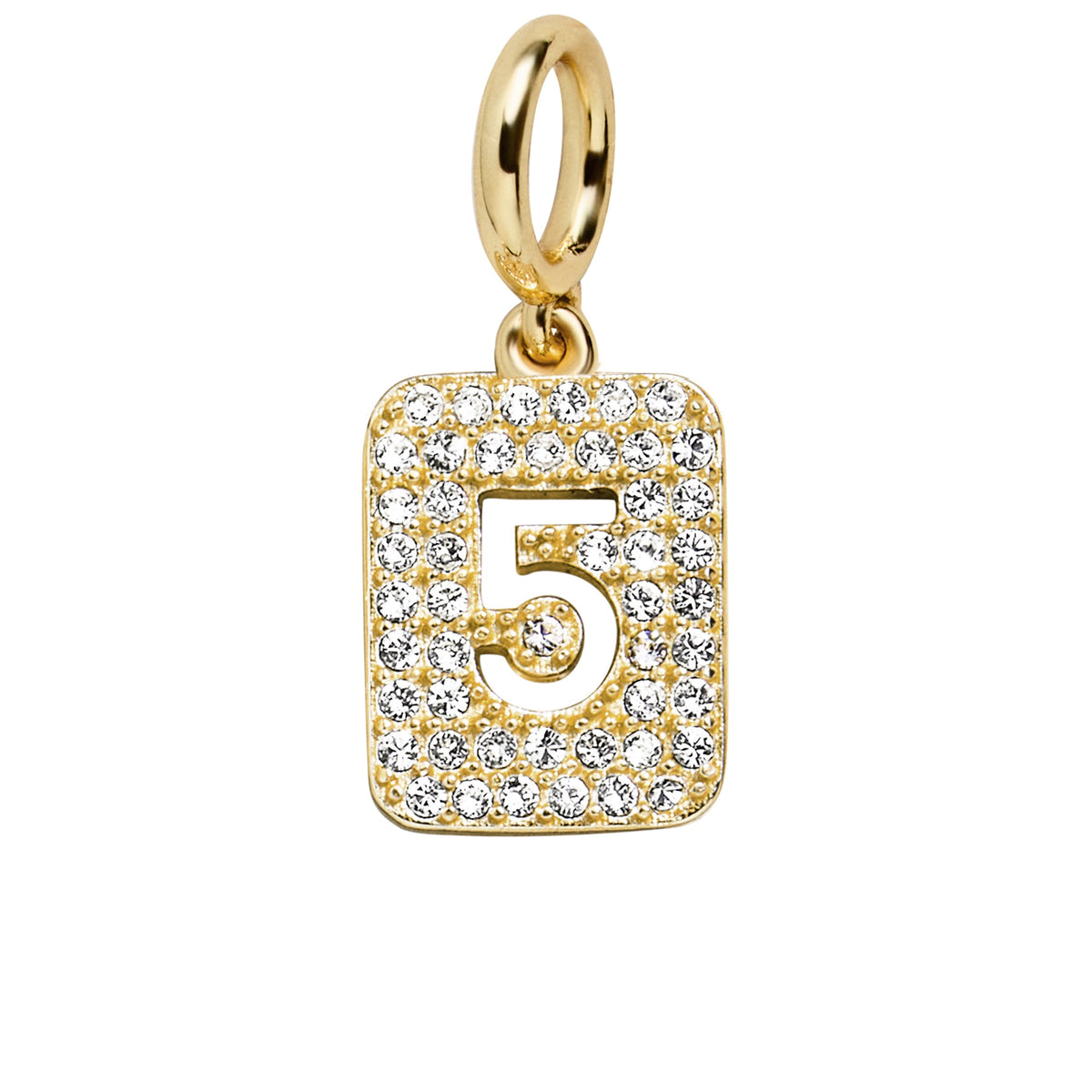 Block Pavé Number Cluster Charm - 5