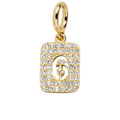 Block Pavé Number Cluster Charm - 6