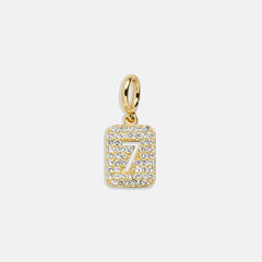 Block Pavé Number Cluster Charm - 7