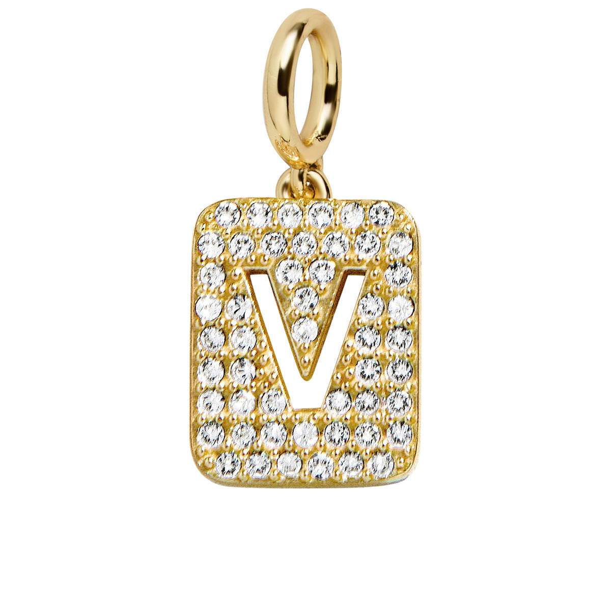 Block Pavé Initial Cluster Charm - V