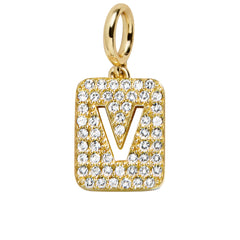 Block Pavé Initial Cluster Charm - V