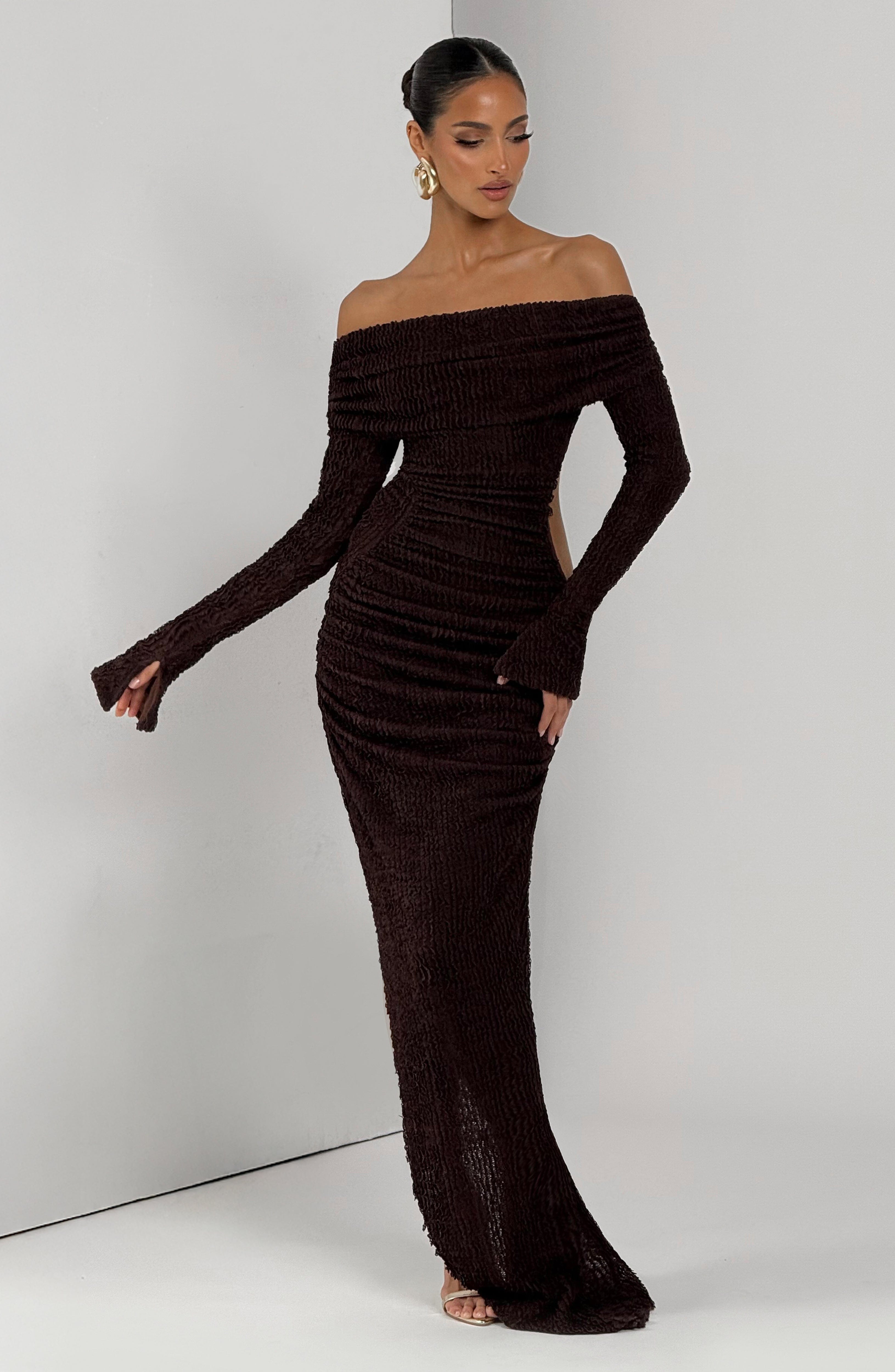 Adelphia Midi Dress - Plum Brown