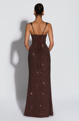 Calanthe Maxi Dress - Plum Brown Sparkle