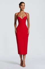 Cassia Midi Dress - Red