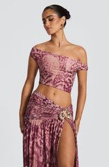 Eva Top - Magenta Orchid Print