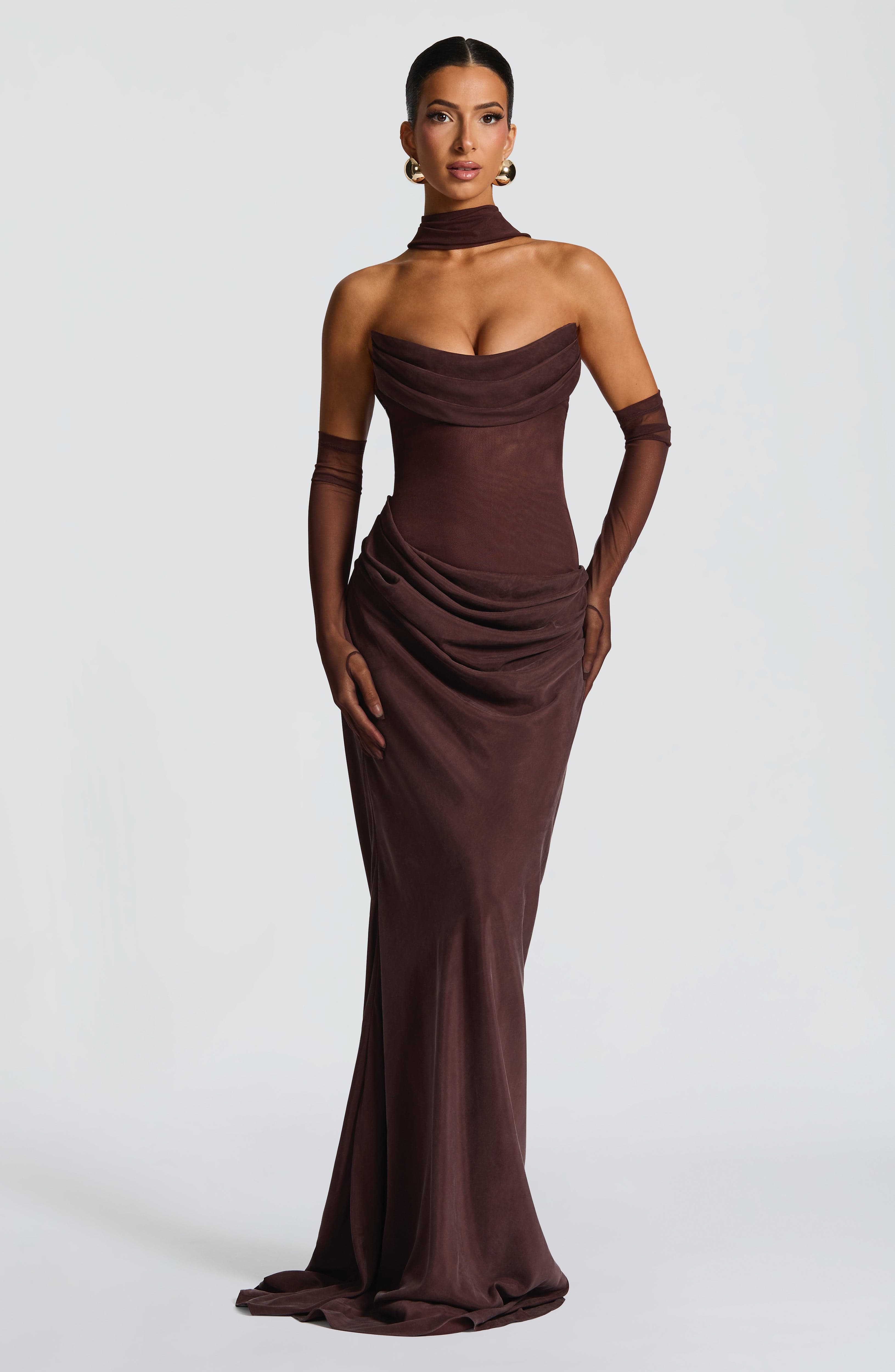 Liora Maxi Dress - Plum Brown
